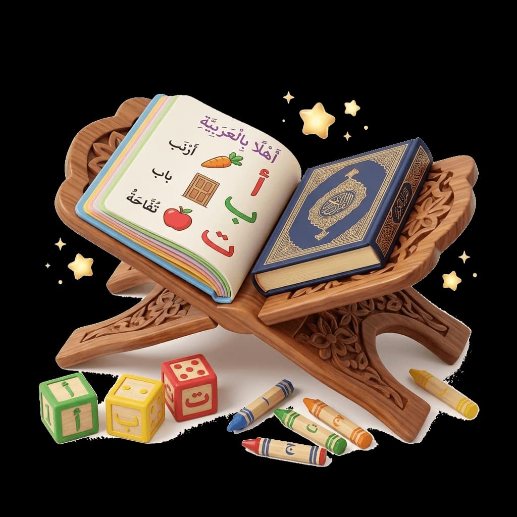 Support de lecture, livres et cubes de l'alphabet